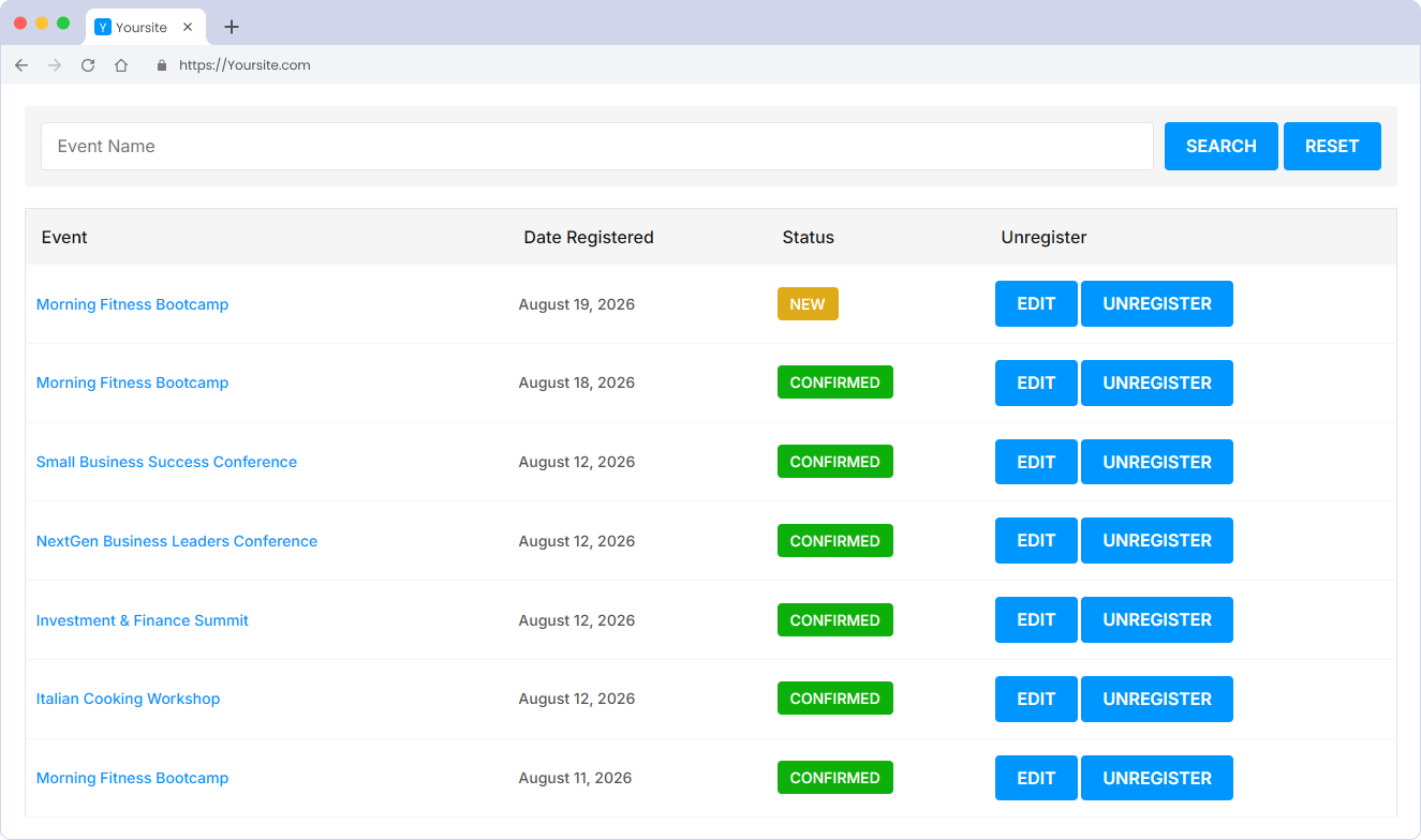 My Registrations