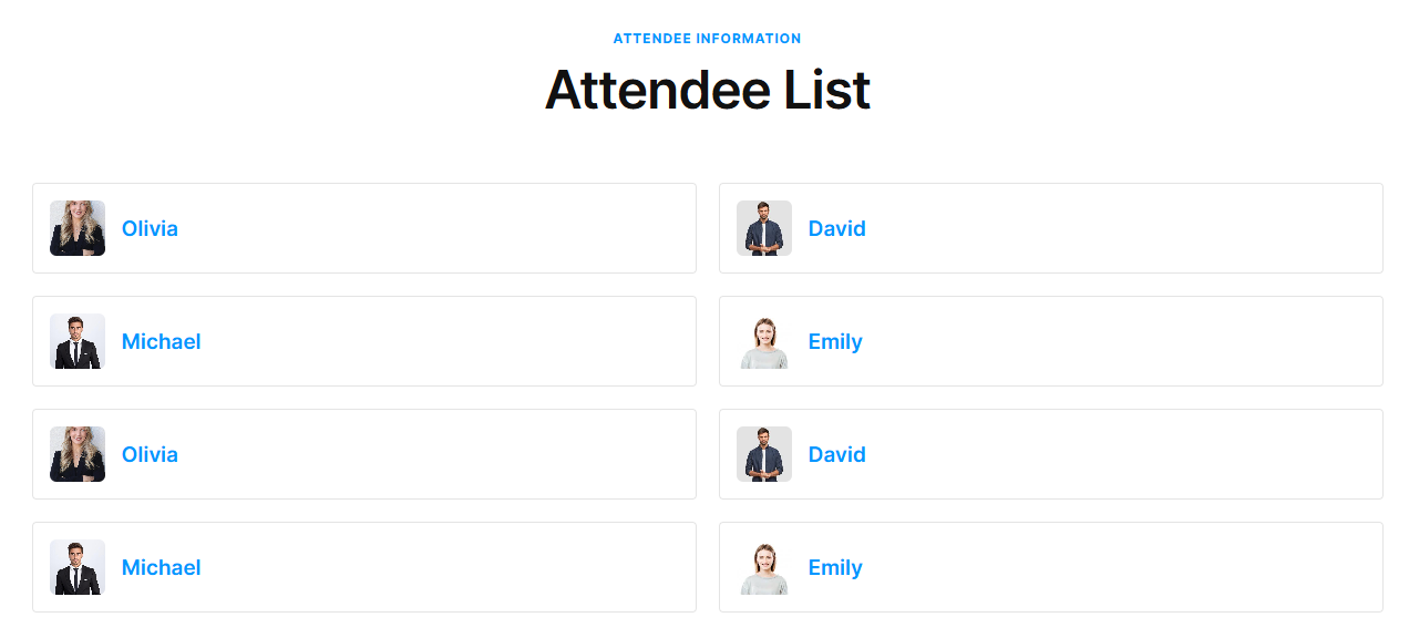 Attendee List demo