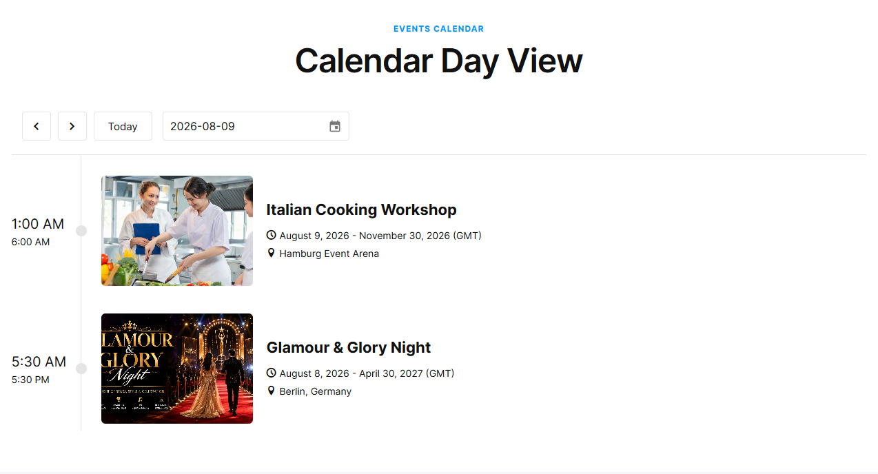 Calendar day view demo