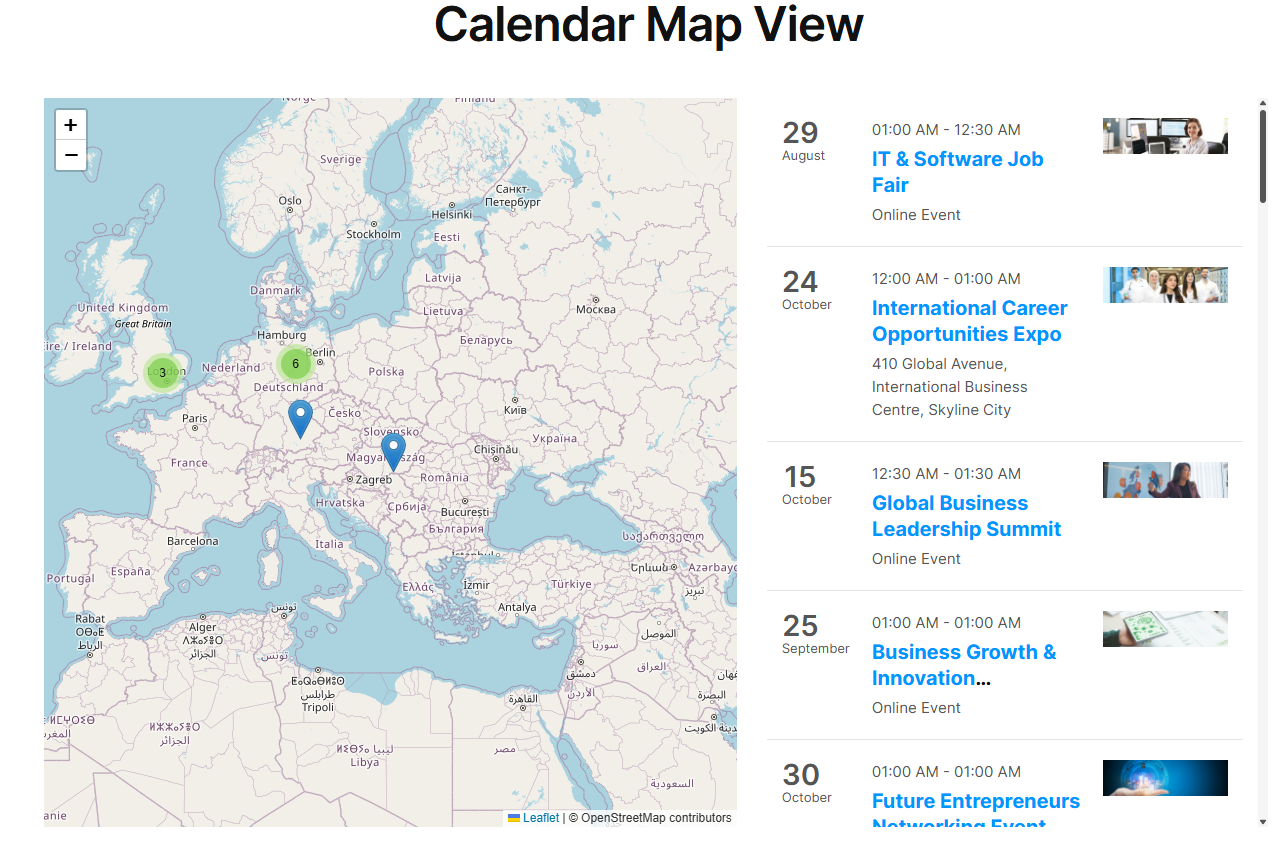 Calendar map view demo
