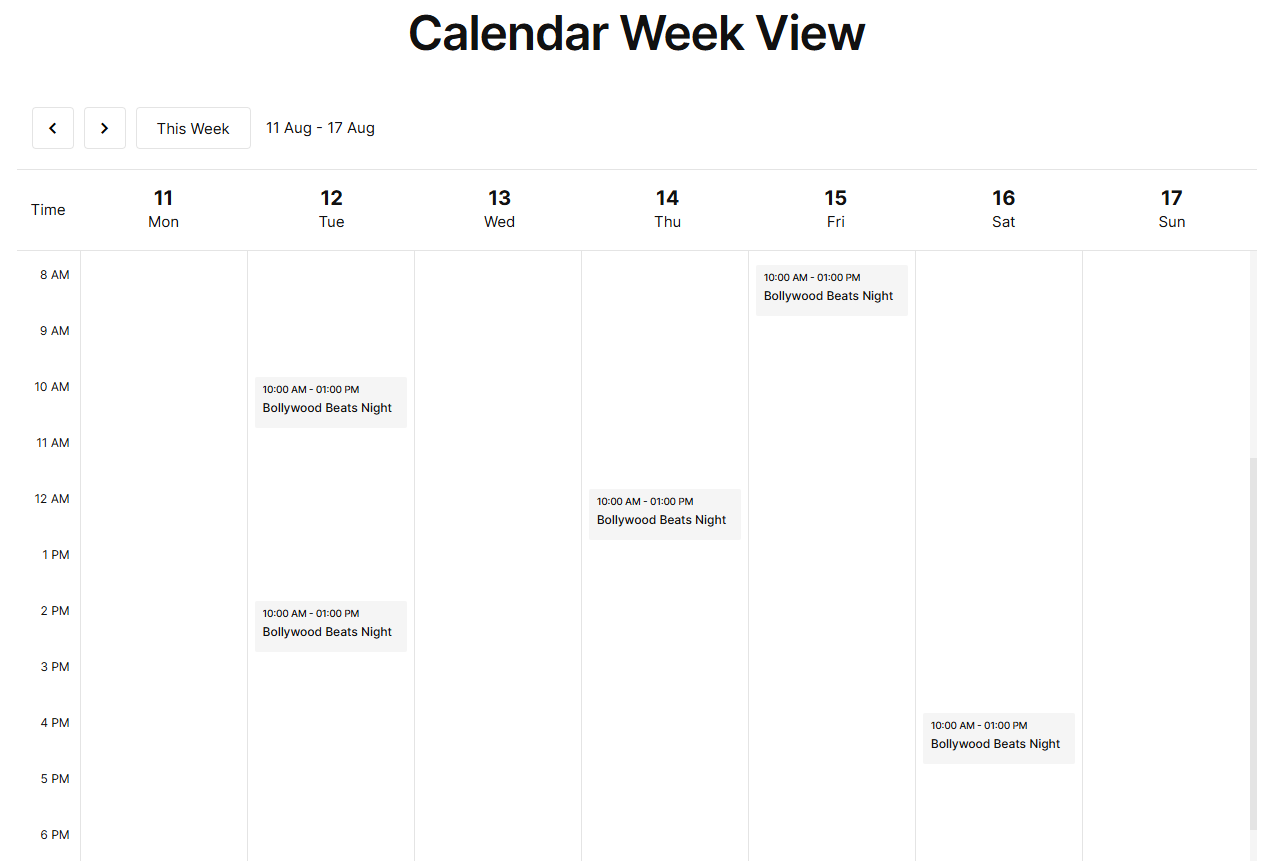 Calendar week view demo