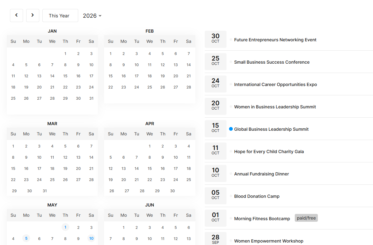 Calendar year view demo