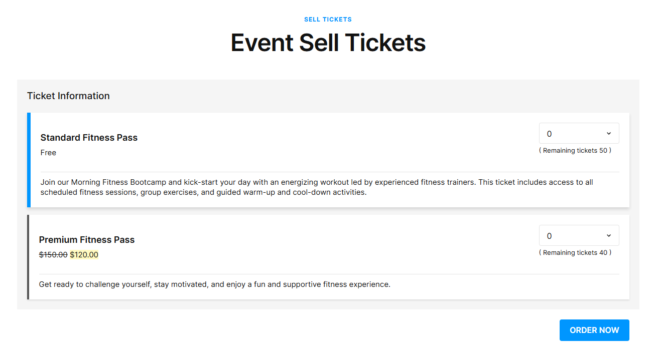 Sell tickets demo