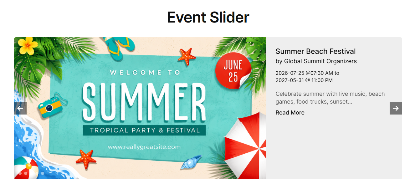 Event slider view demo