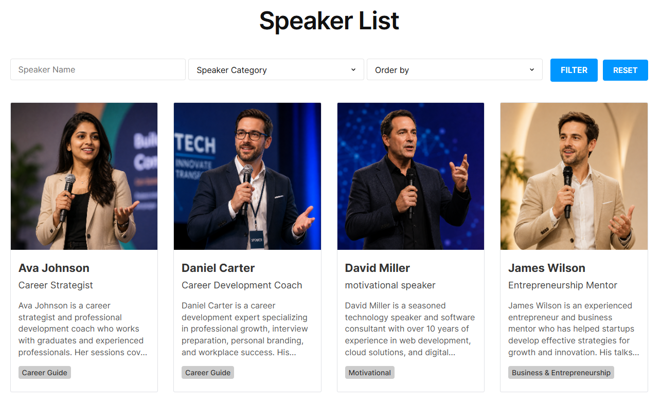 Speaker List demo