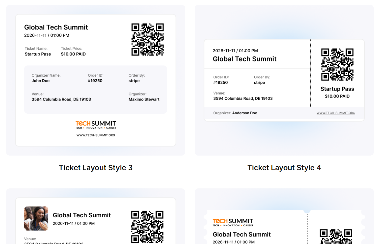 Ticket Layouts