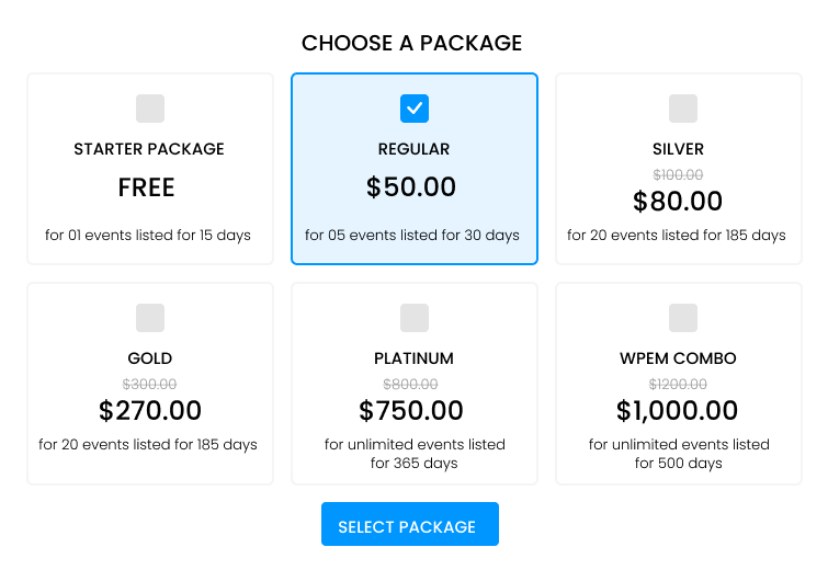 Selecting Package