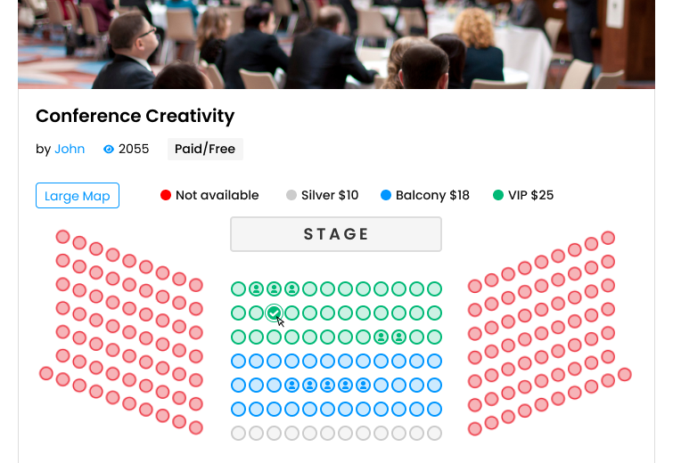 Seating maps on event pages